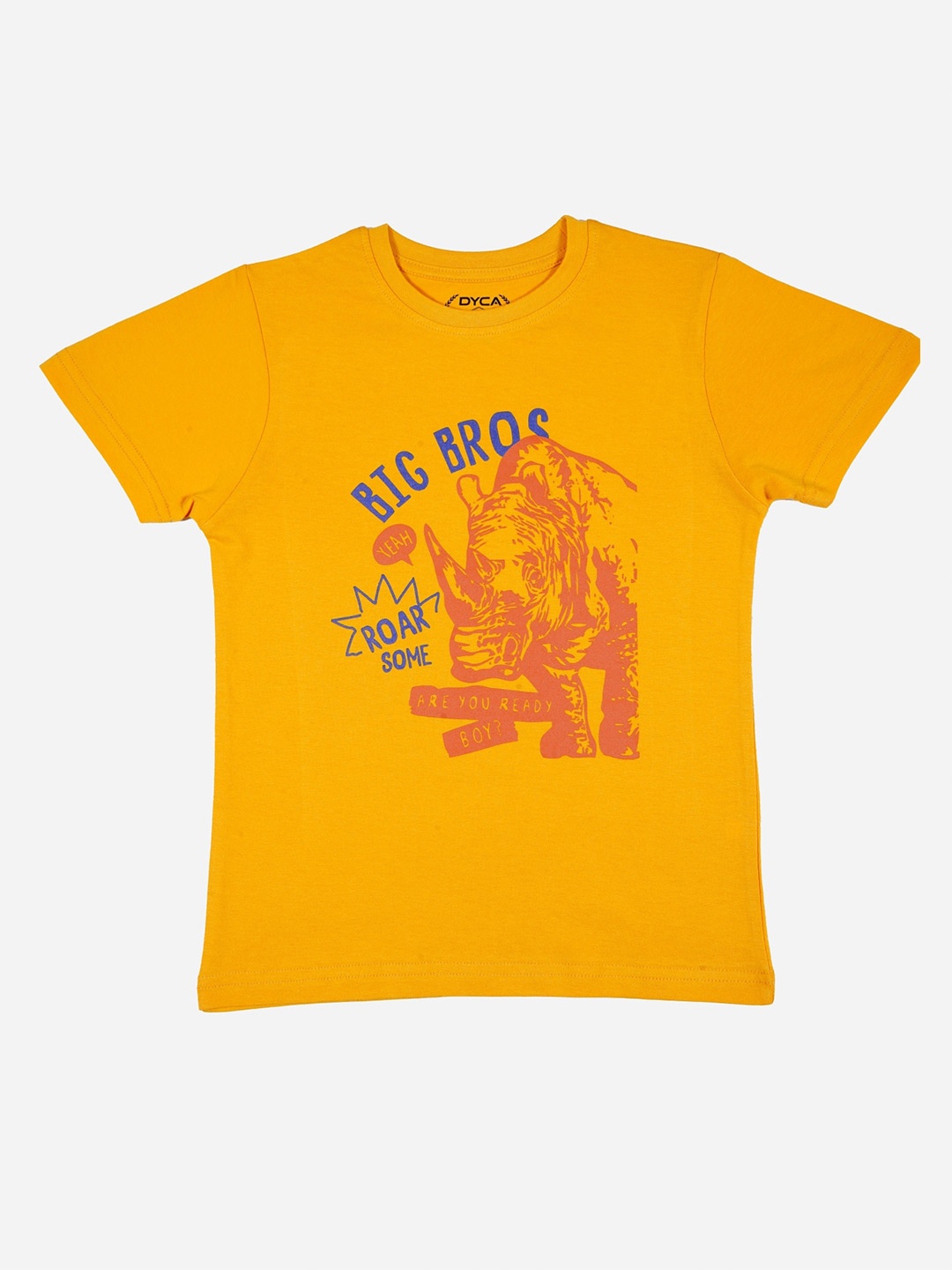 

DYCA Boys Round Neck Graphic Printed Half Sleeves Tshirt, Mustard