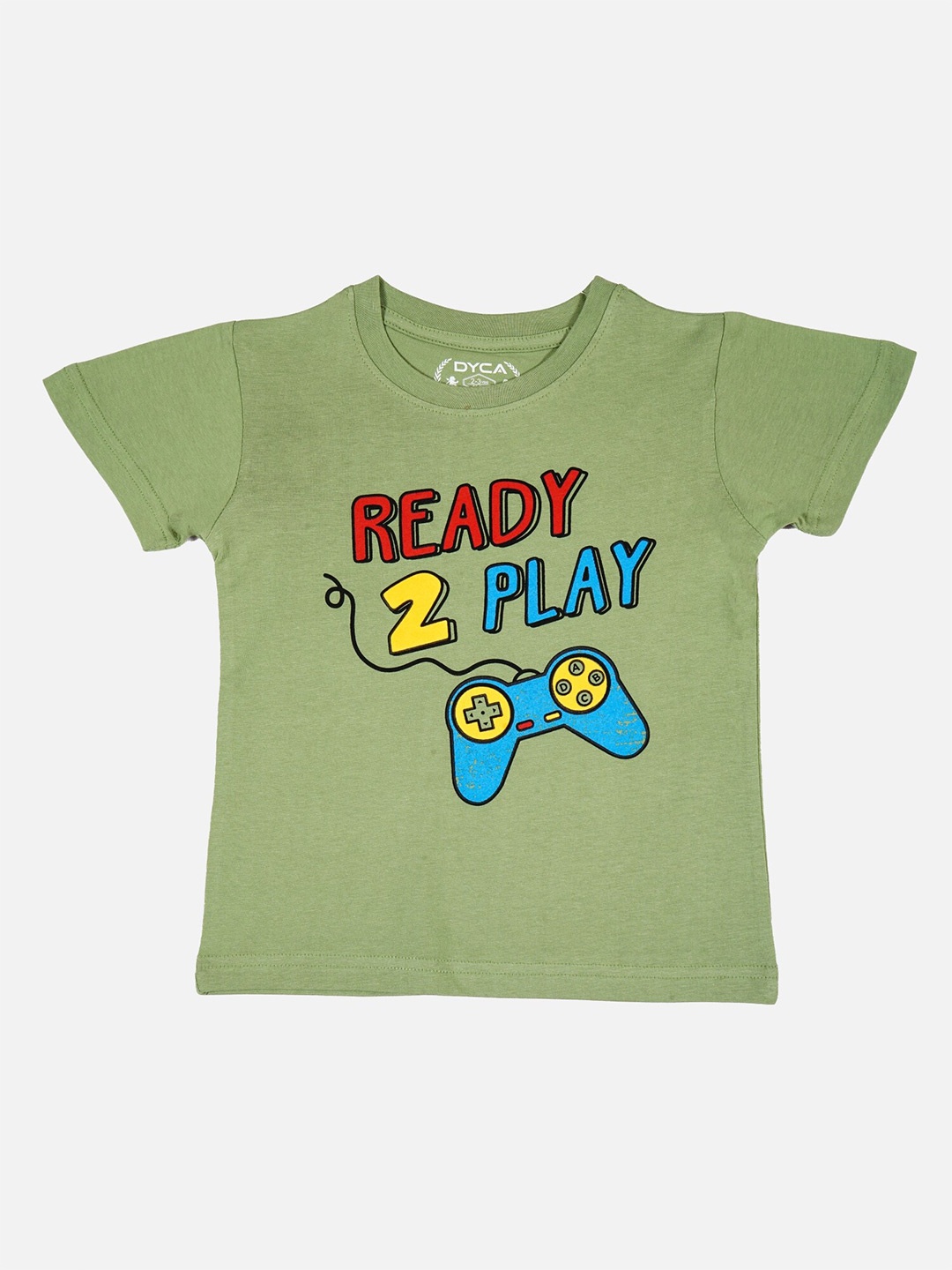 

DYCA Boys Typography Printed Round Neck Half Sleeves Tshirt, Green