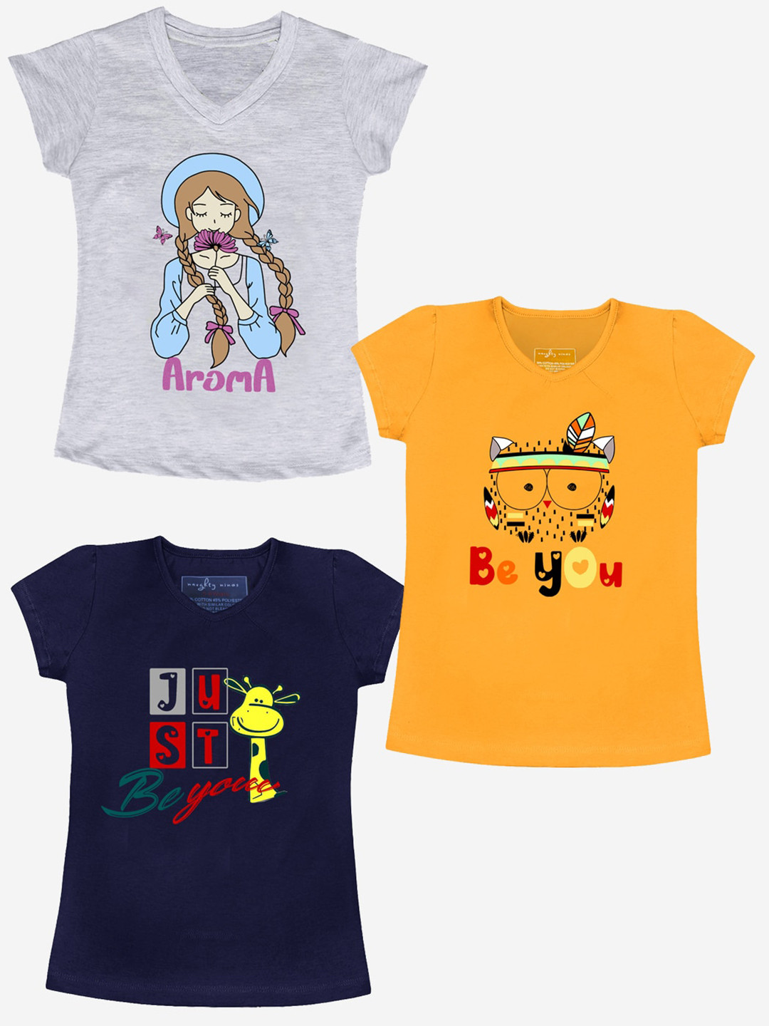 

BAESD Girls 3 Printed Applique T-shirt, Multi