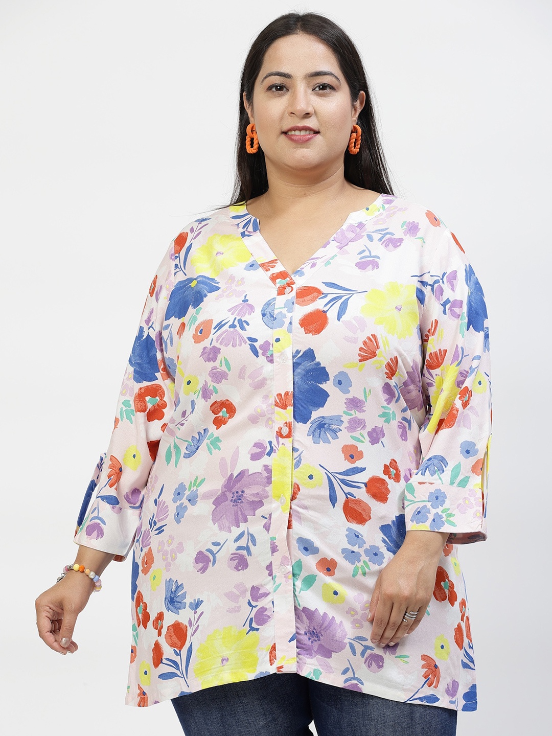 

plusS Floral Print Top, Multi