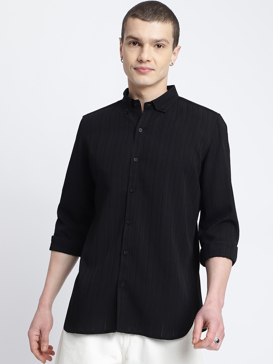 

HighRider Men Classic Opaque Casual Shirt, Black