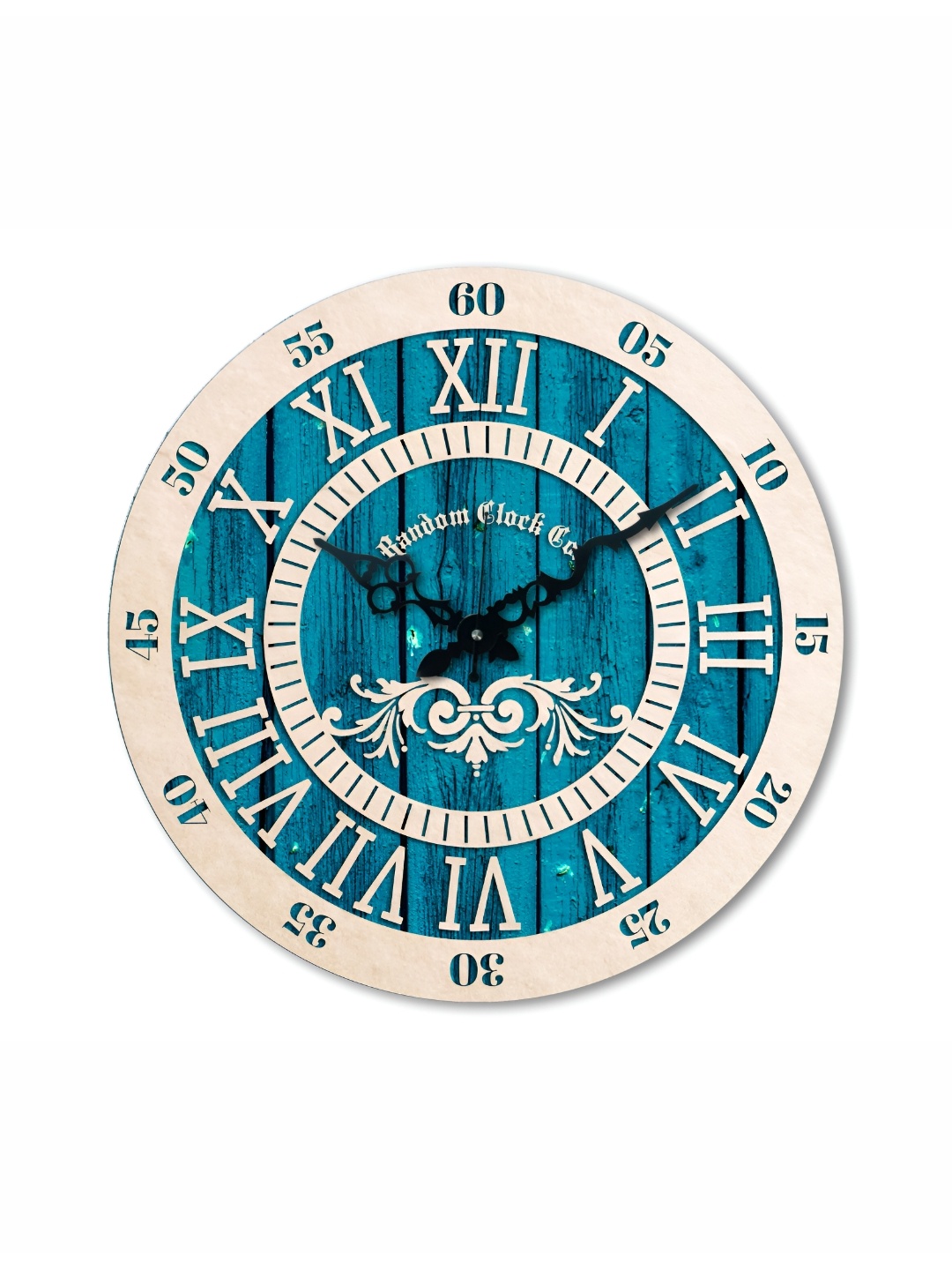 

RANDOM Blue & Black Printed Contemporary Round Shaped Wall Clock