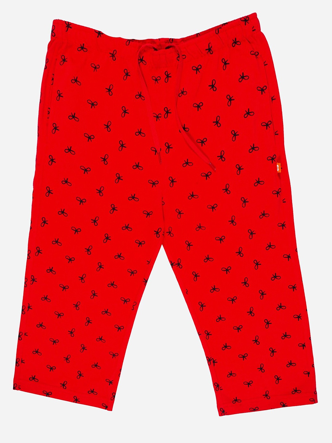 

Bodycare Girls Mid-Rise Printed Cotton Capris, Red