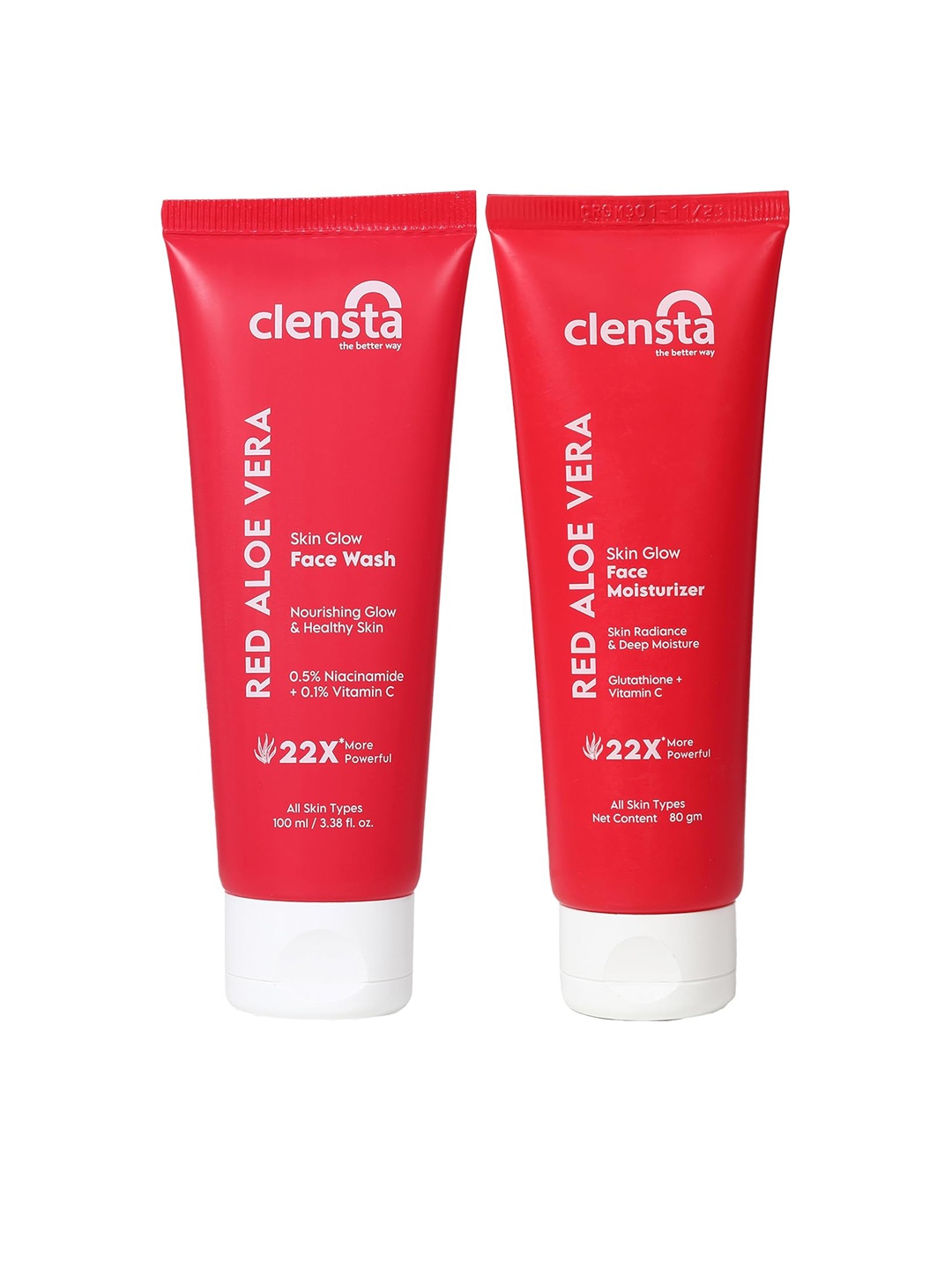 

Clensta Set Of 2 Red Aloe Vera Skin Glow Face Wash 100ml & Face Moisturizer-80gm