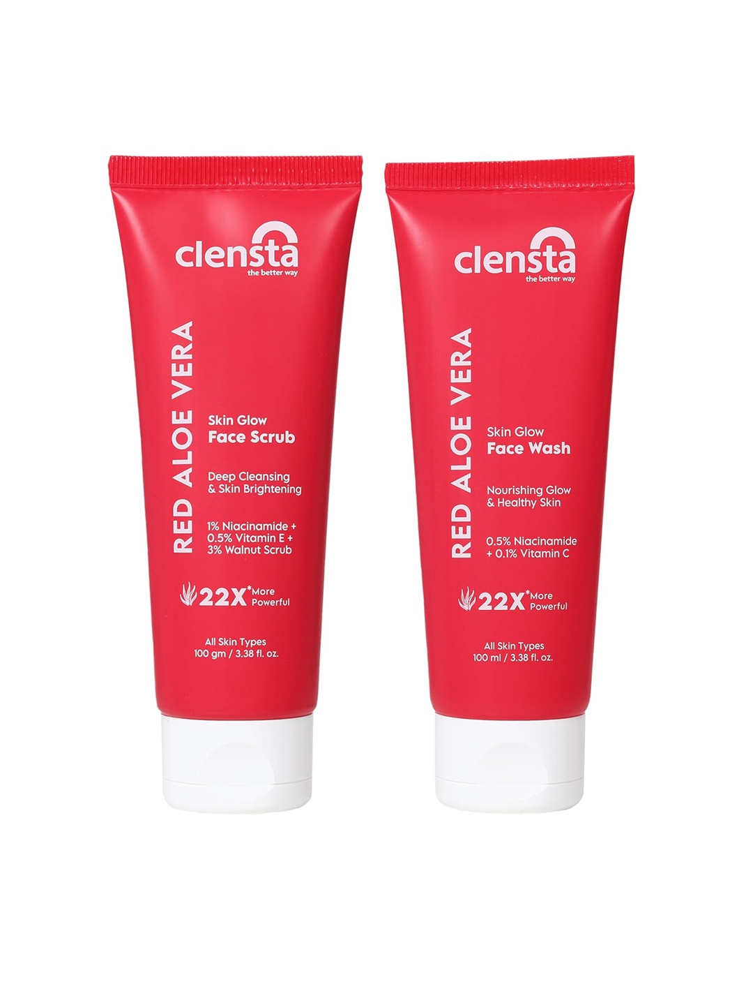 

Clensta Skin Glow Face Scrub 100g & Face Wash 100ml For Deep Cleanisng, Red