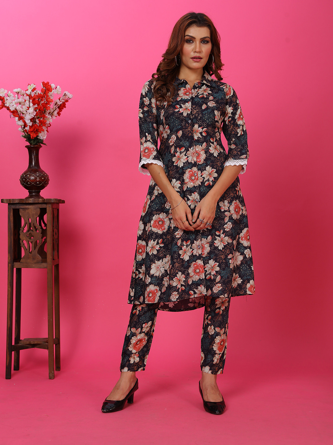 

Civamee Printed A-Line Kurta With Trouser, Blue