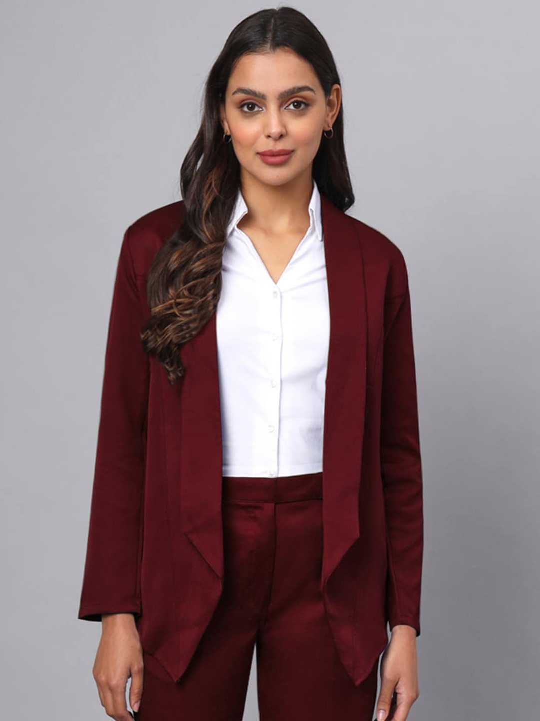 

BRINNS Women Single Breasted Formal Blazers, Burgundy
