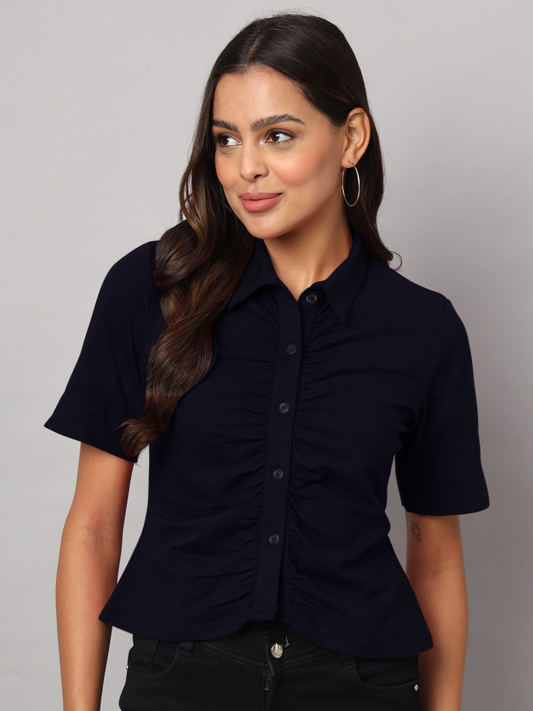 

BRINNS Women Relaxed Opaque Casual Shirt, Navy blue