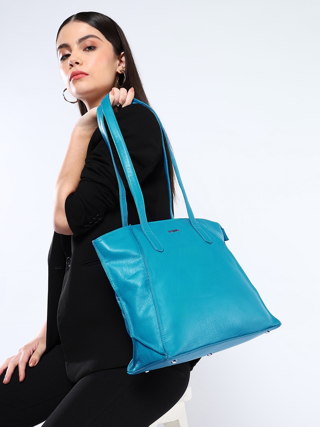 

Sassora Leather Shopper Shoulder Bag, Blue
