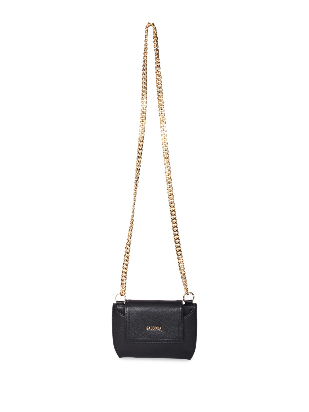 

Sassora Textured Leather Structured Sling Bag, Black