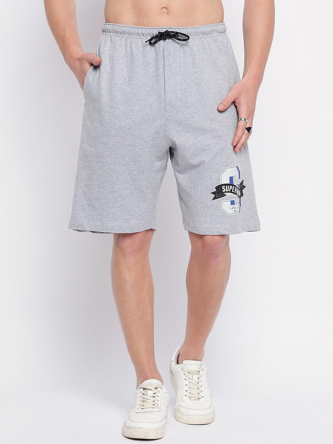 

Wear Your Mind Men Solid Superman Shorts With Drawstring Closure, Grey