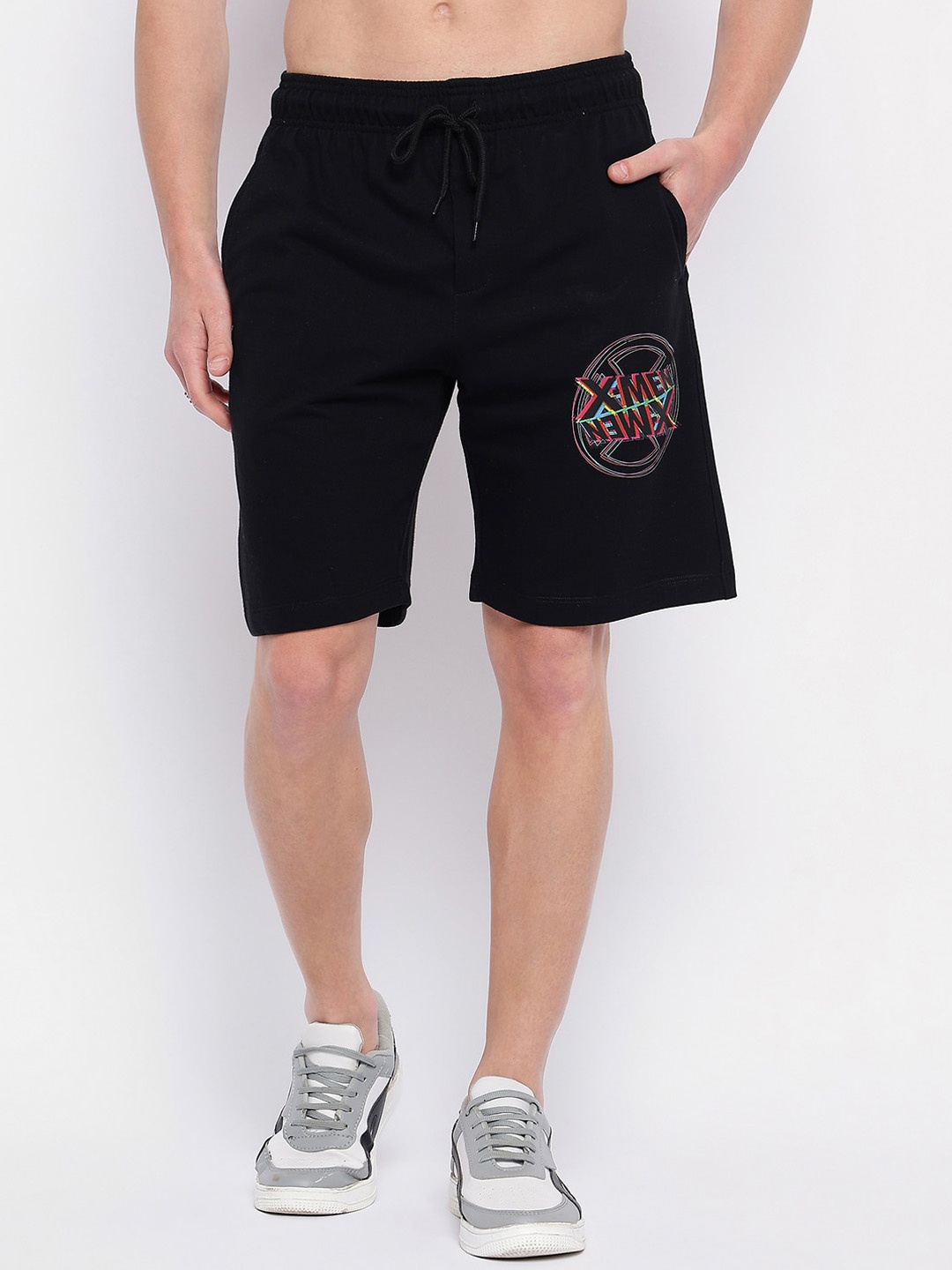 

Wear Your Mind Men Graphic Printed Shorts, Black