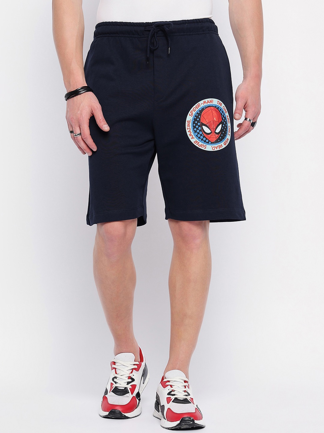 

Wear Your Mind Men Graphic Printed Spider-Man Shorts, Blue