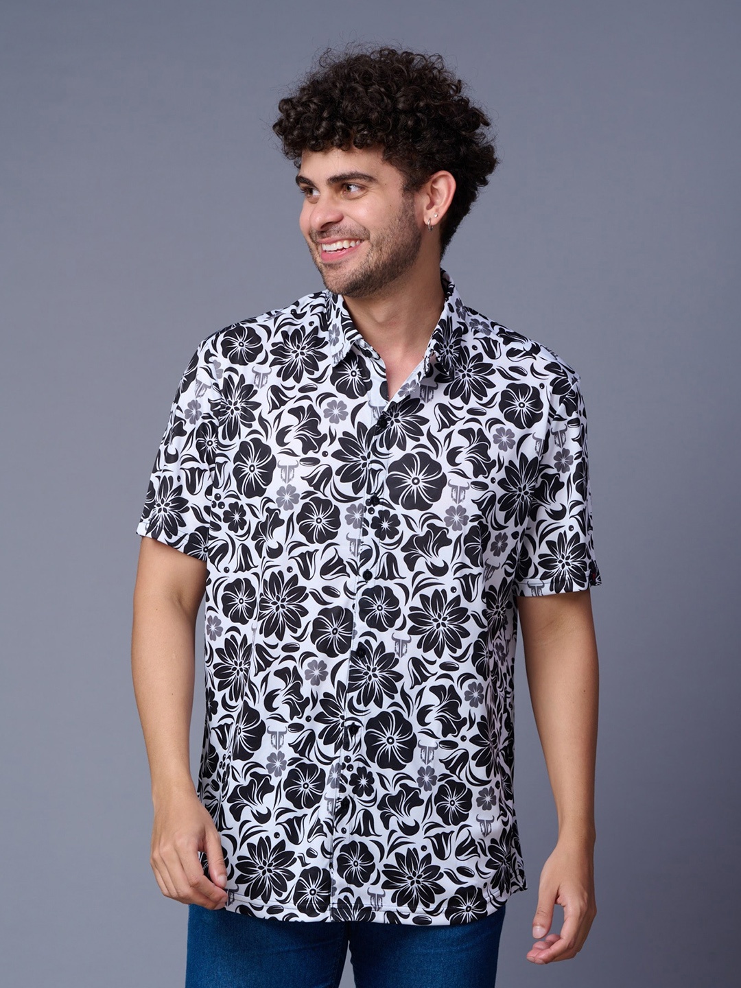 

GO DEVIL Men Floral Opaque Printed Casual Shirt, Black