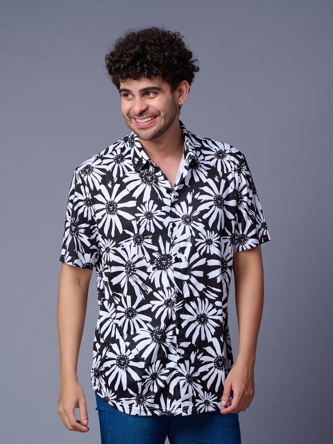 

GO DEVIL Men Opaque Printed Casual Shirt, Black
