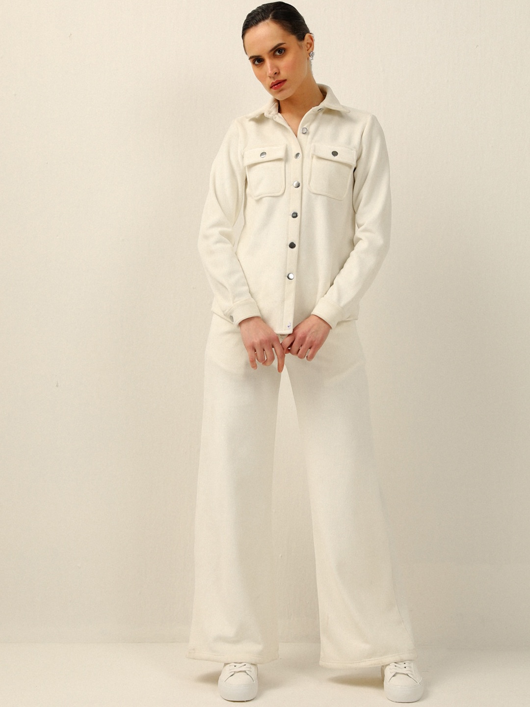 

DEBSTREET Corduroy Shirt & Trouser, White