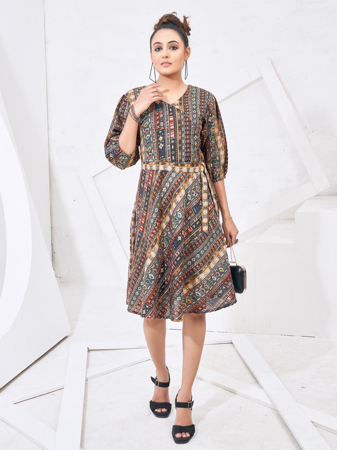 

Civamee Floral Print Fit & Flare Dress, Grey
