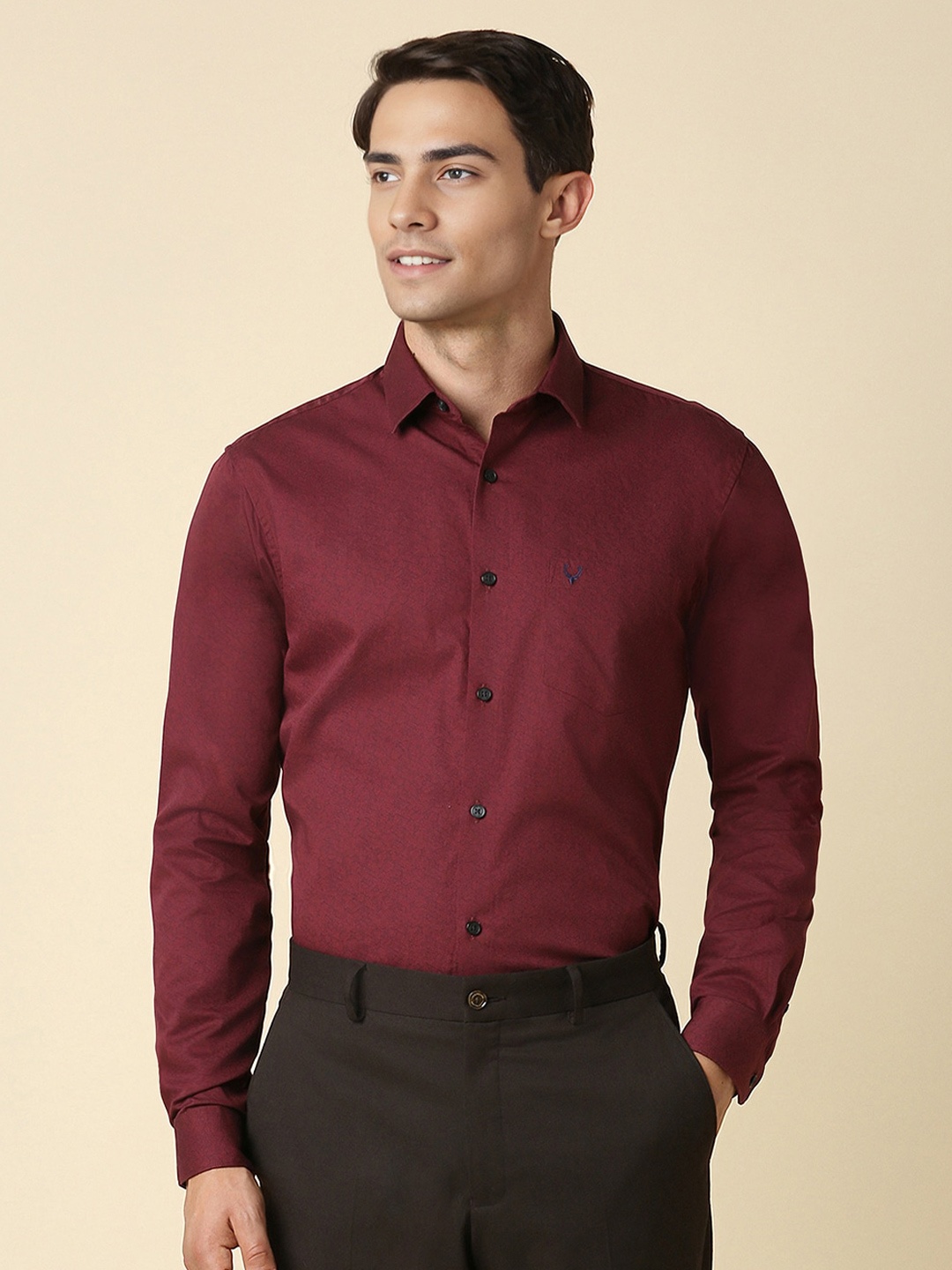 

Allen Solly Men Slim Fit Opaque Formal Shirt, Maroon