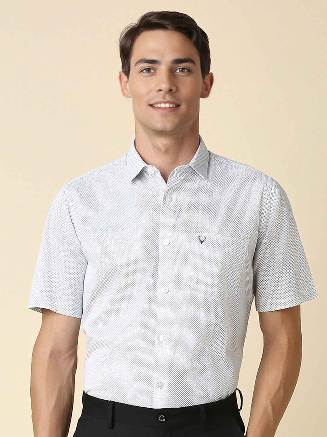 

Allen Solly Men Slim Fit Opaque Printed Formal Shirt, White