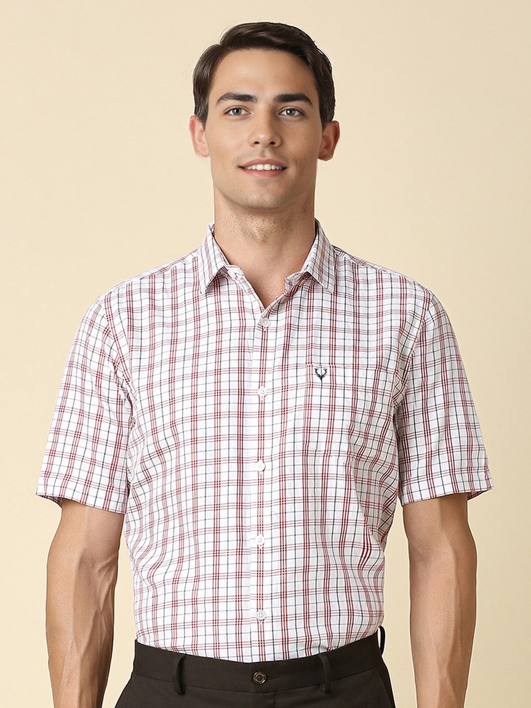 

Allen Solly Men Slim Fit Opaque Checked Formal Shirt, White