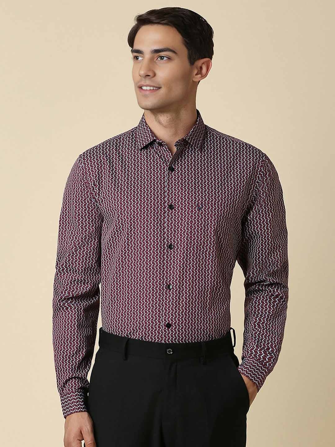 

Allen Solly Men Slim Fit Opaque Printed Formal Shirt, Maroon