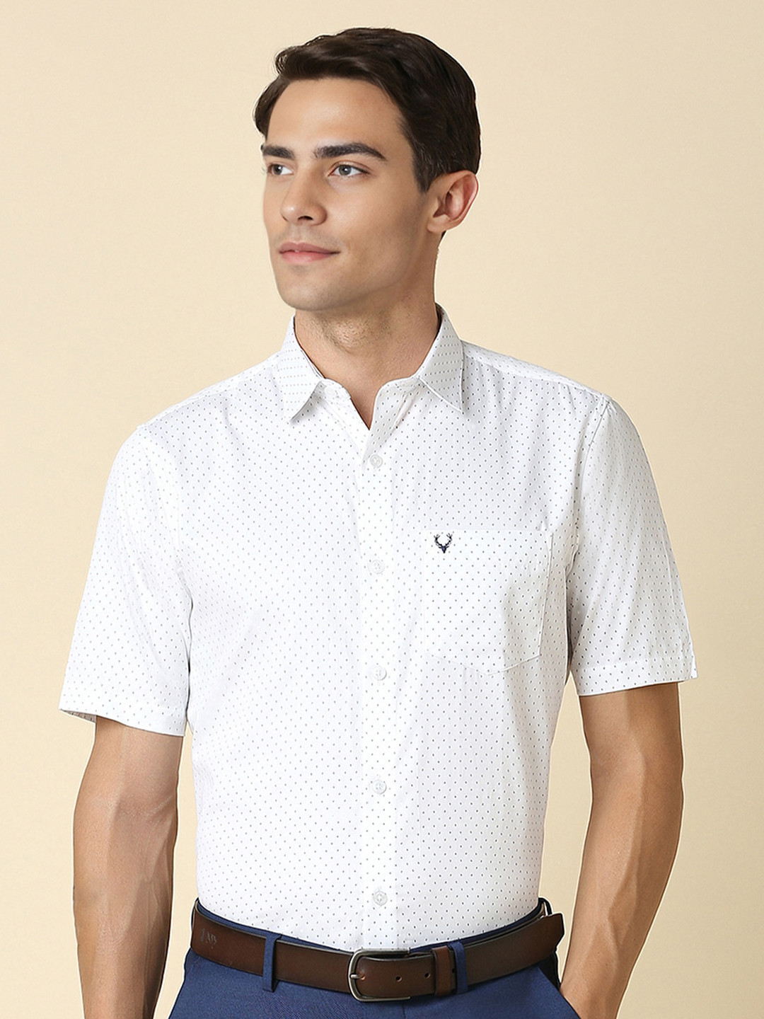 

Allen Solly Men Slim Fit Opaque Printed Formal Shirt, White