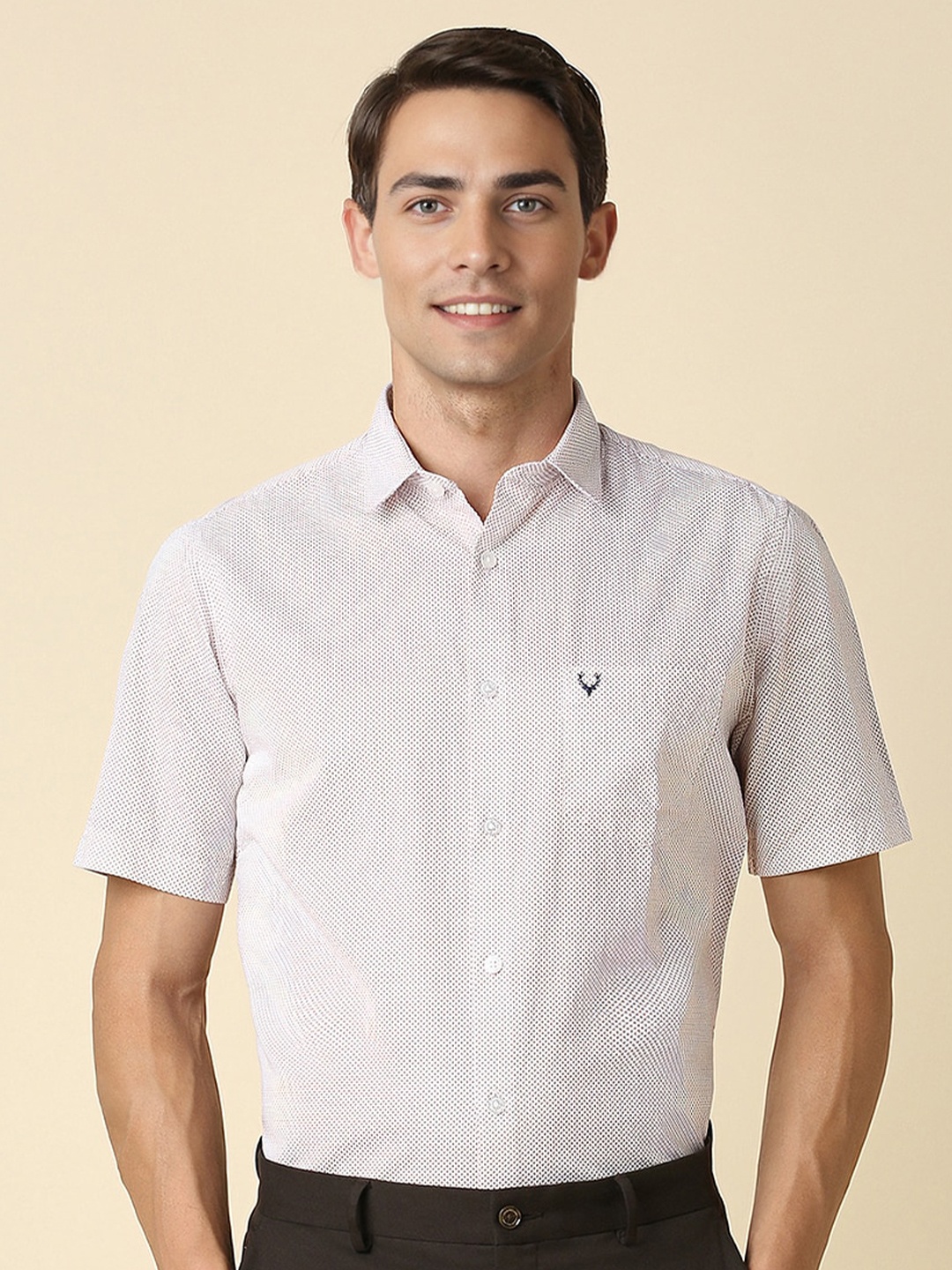 

Allen Solly Men Slim Fit Opaque Printed Formal Shirt, White