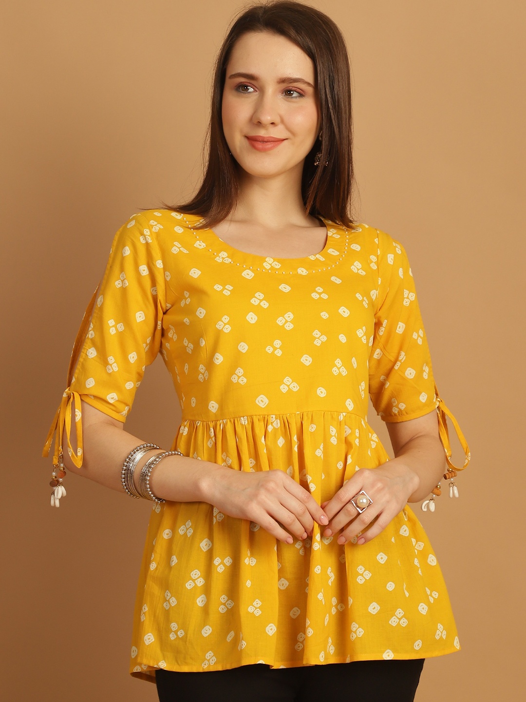 

Roly Poly Print Cotton Top, Yellow