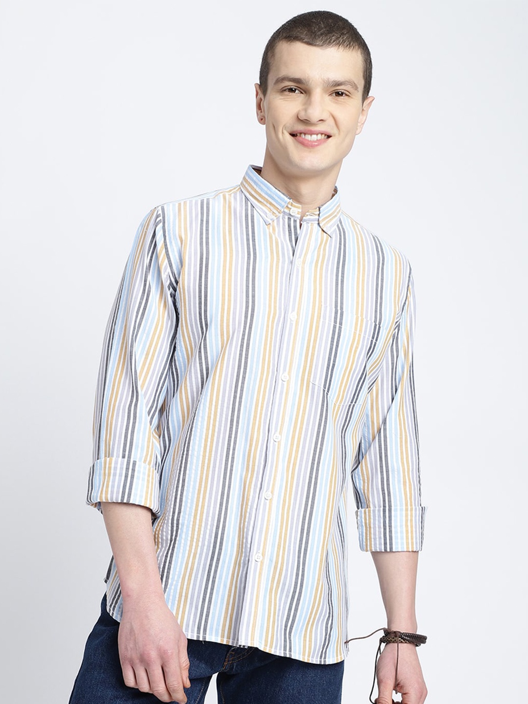 

HighRider Men Classic Opaque Striped Casual Shirt, Multi