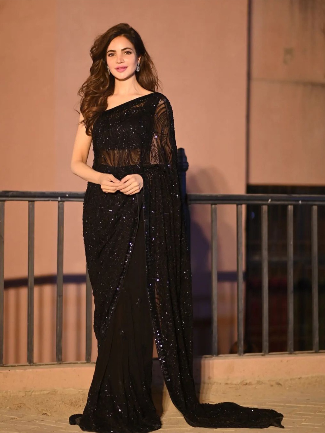 

Ekasya Embellished Embroidered Saree, Black