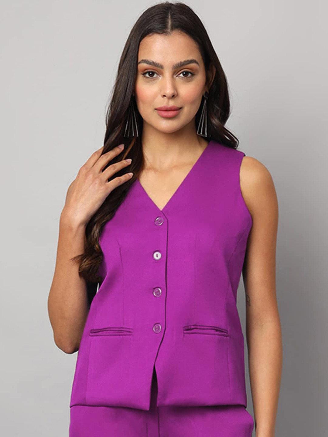 

BRINNS V-Neck Woven Formal Waistcoat, Purple