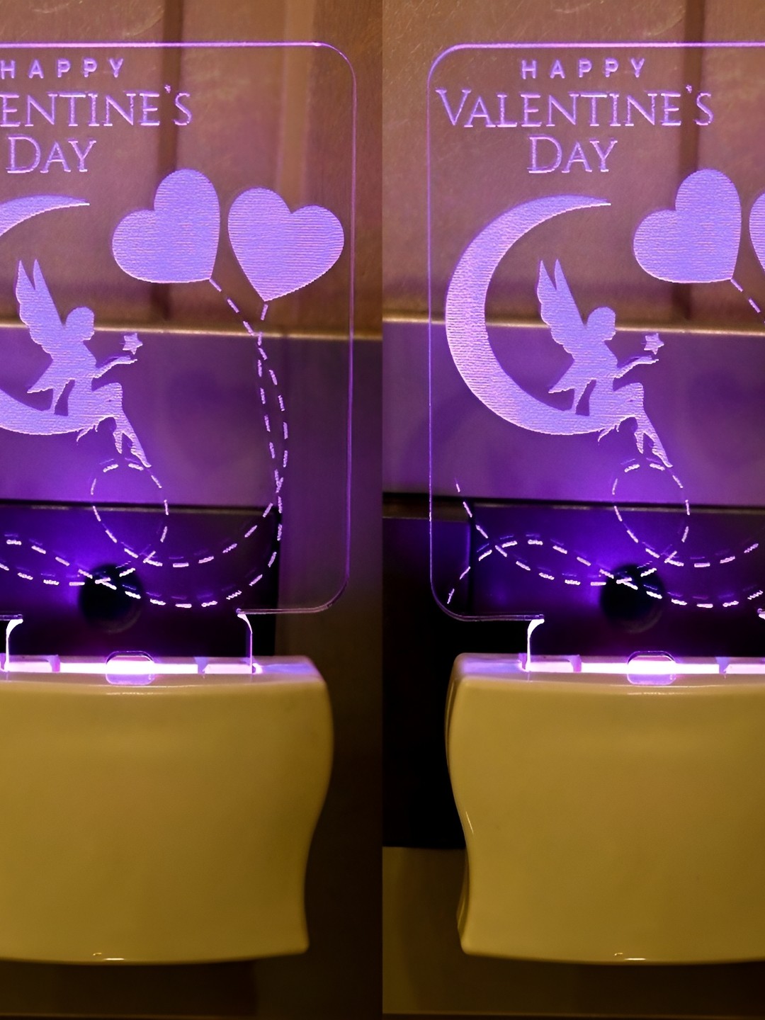 

1ST TIME White & Purple 2 Pcs Acrylic Rectangle Shaped Wall Lamps
