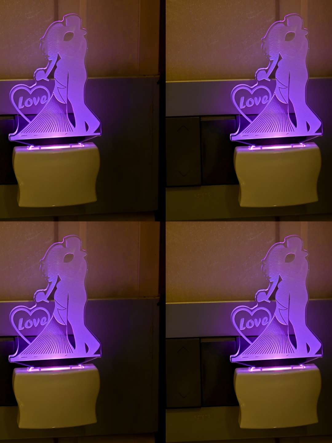

1ST TIME White 4 Pcs Printed Acrylic Traditional Abstract Shaped Shaped Wall Lamps