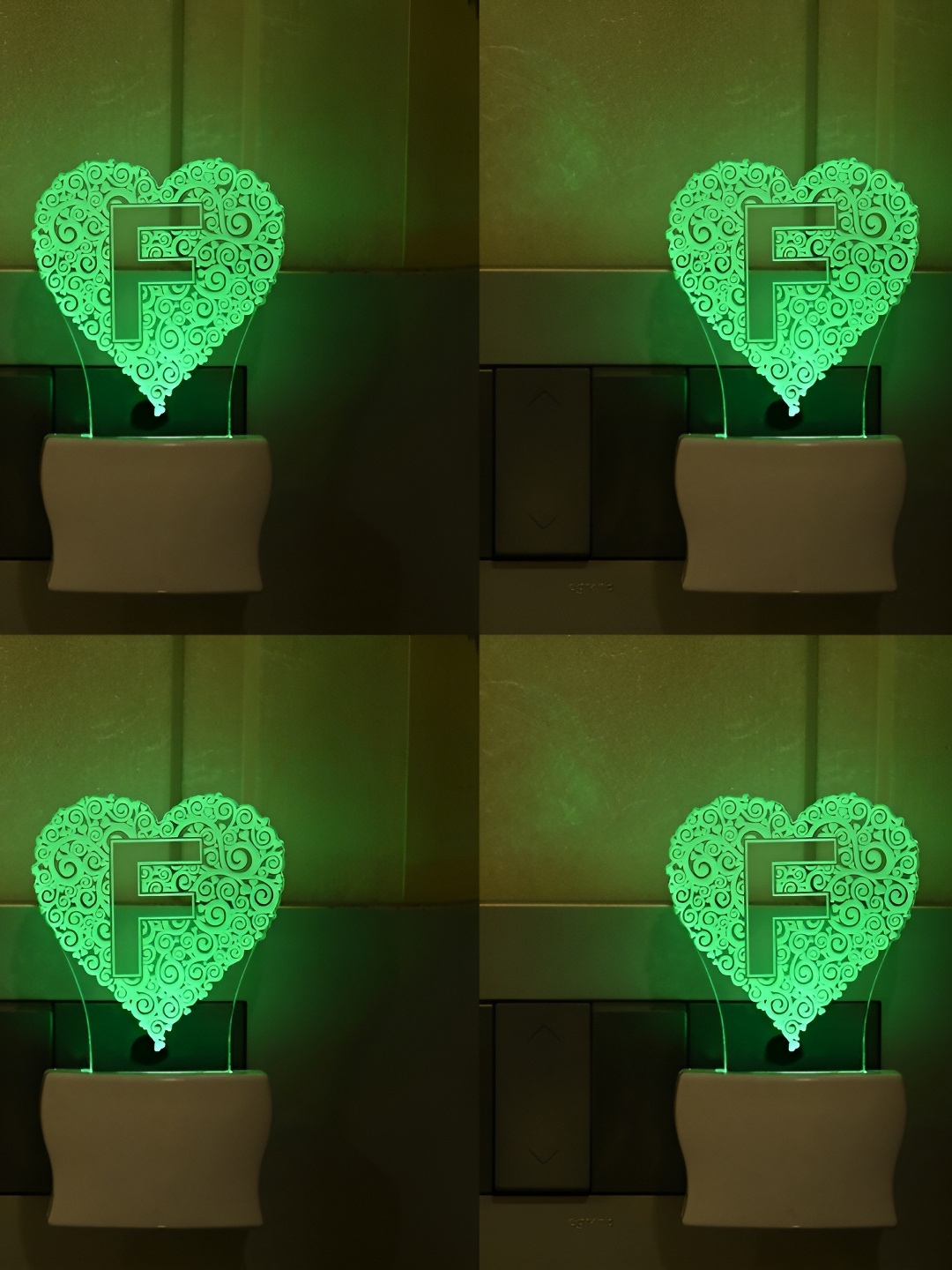 

1ST TIME Green & White 4 Pcs Acrylic Traditional Abstract Shaped Shaped Wall Lamps