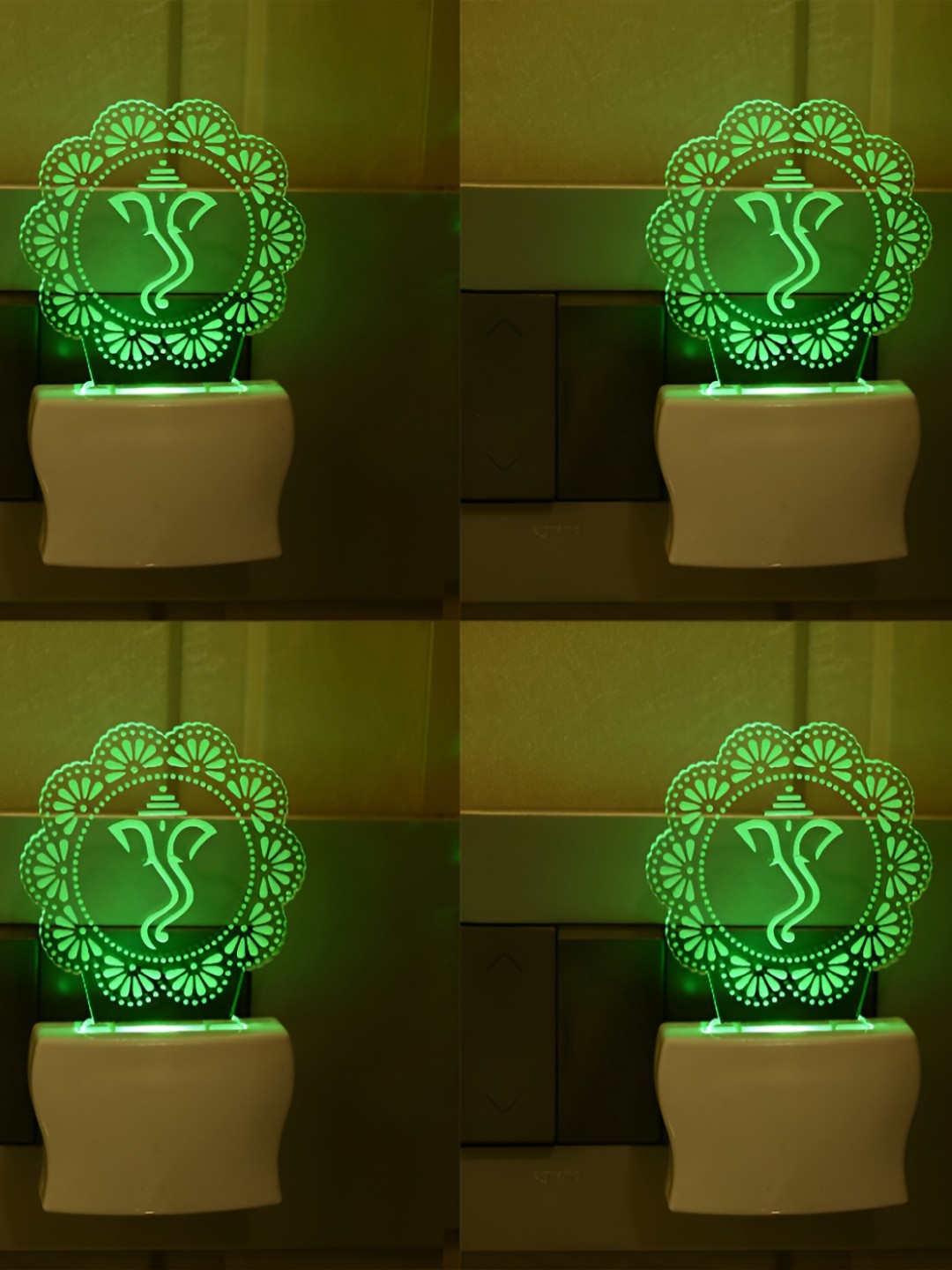 

1ST TIME White 4 Pcs Printed Acrylic Abstract Shaped Shaped Wall Lamps