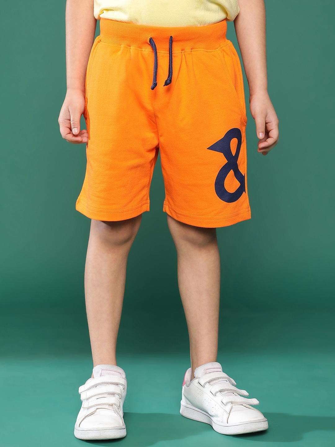 

TALES & STORIES Boys Solid Outdoor Shorts With Drawstring Closure, Orange