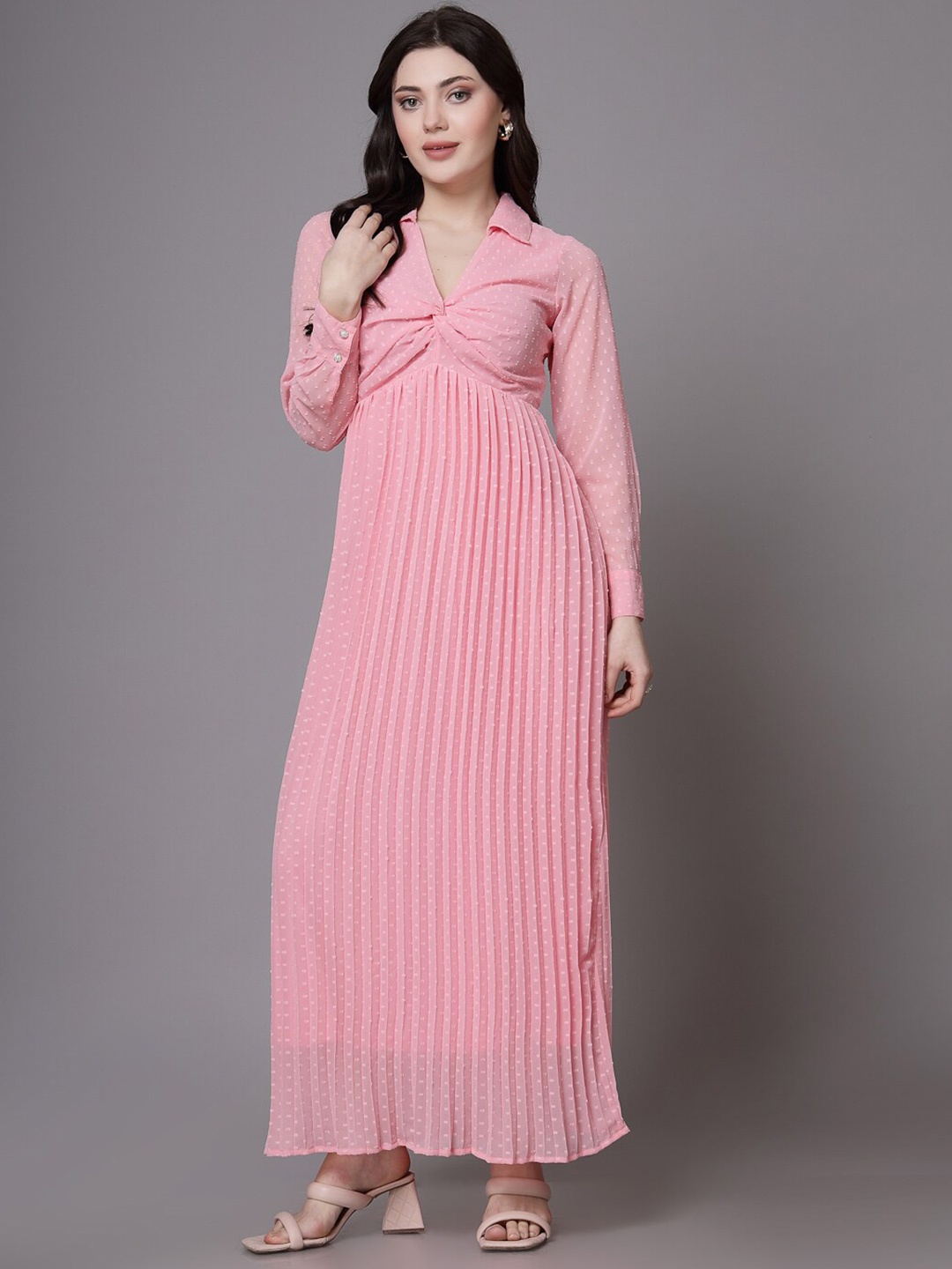 

aayu Women Self Design Maxi Dress, Pink