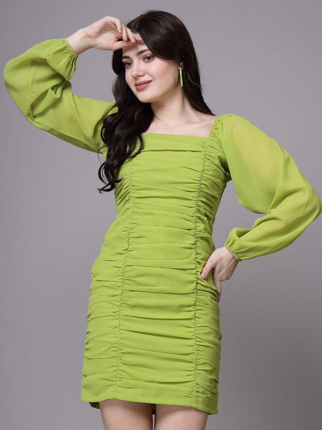 

aayu Women Sheath Mini Dress, Fluorescent green
