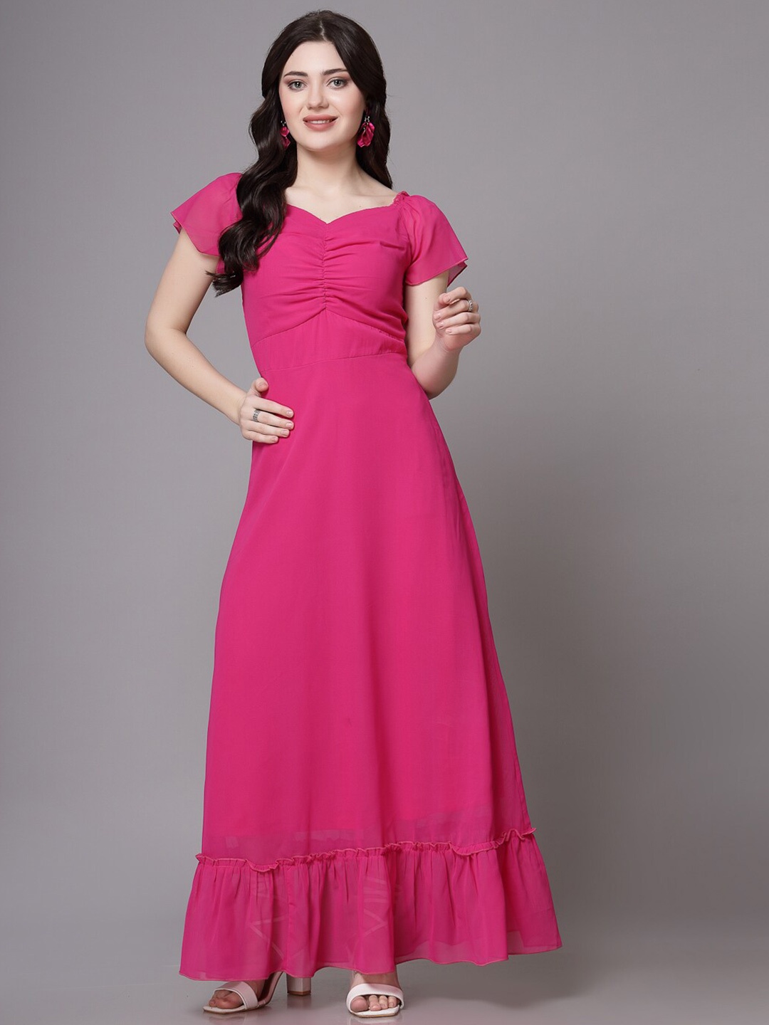 

aayu Georgette Maxi Dress, Fuchsia