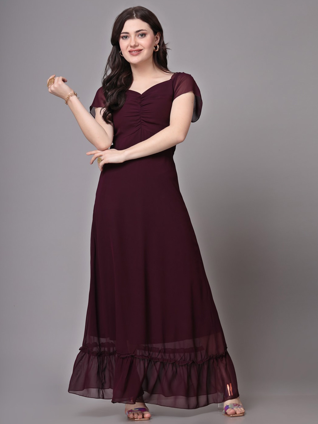 

aayu Women V-Neck Maxi Dress, Purple
