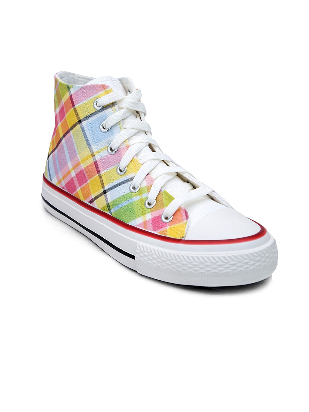 

CROWCIA LONDON Men Printed Round Toe Lightweight Canvas Sneakers, Pink