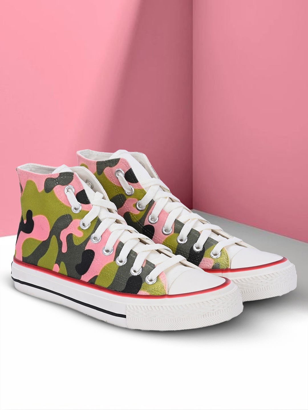 

CROWCIA LONDON Men Colourblocked Round Toe Lightweight Canvas Sneakers, Green