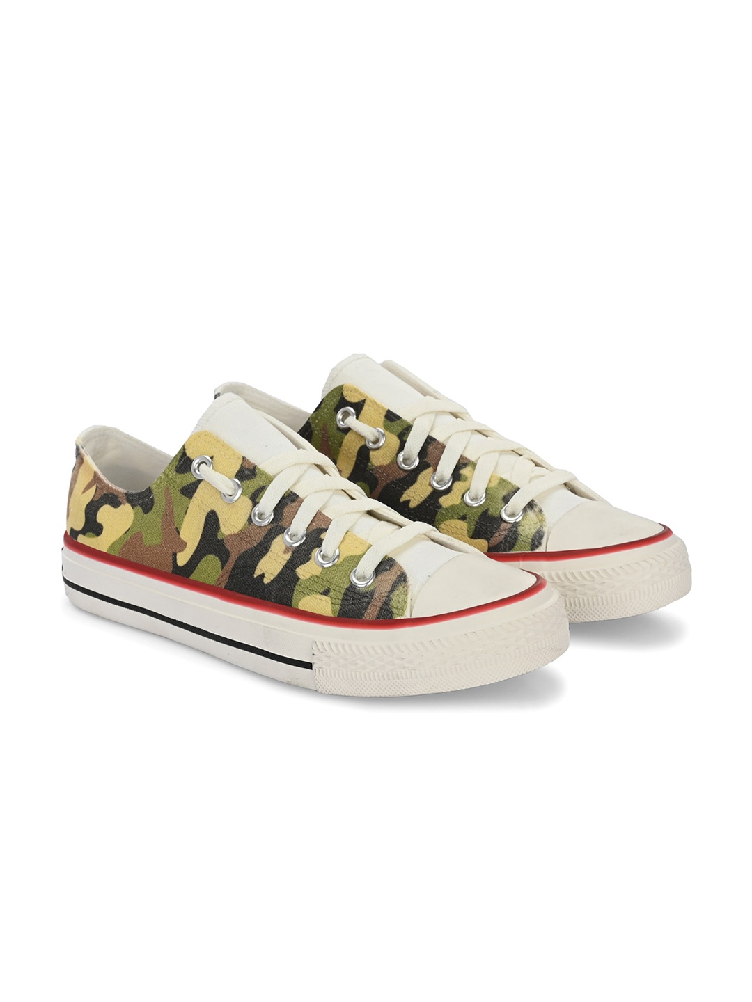 

CROWCIA LONDON Men Printed Canvas Sneakers, Green