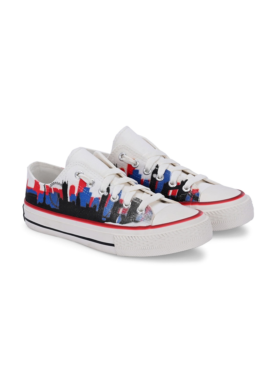 

CROWCIA LONDON Men Printed Canvas Sneakers, Multi
