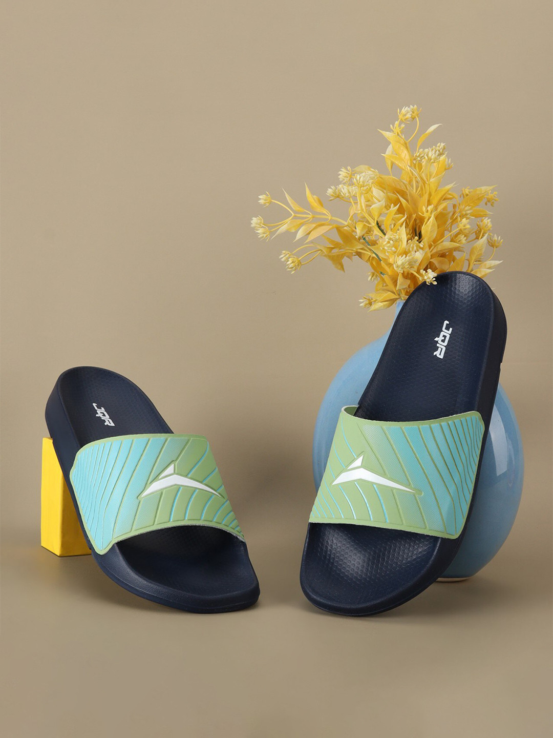

JQR Men Printed Sliders, Navy blue