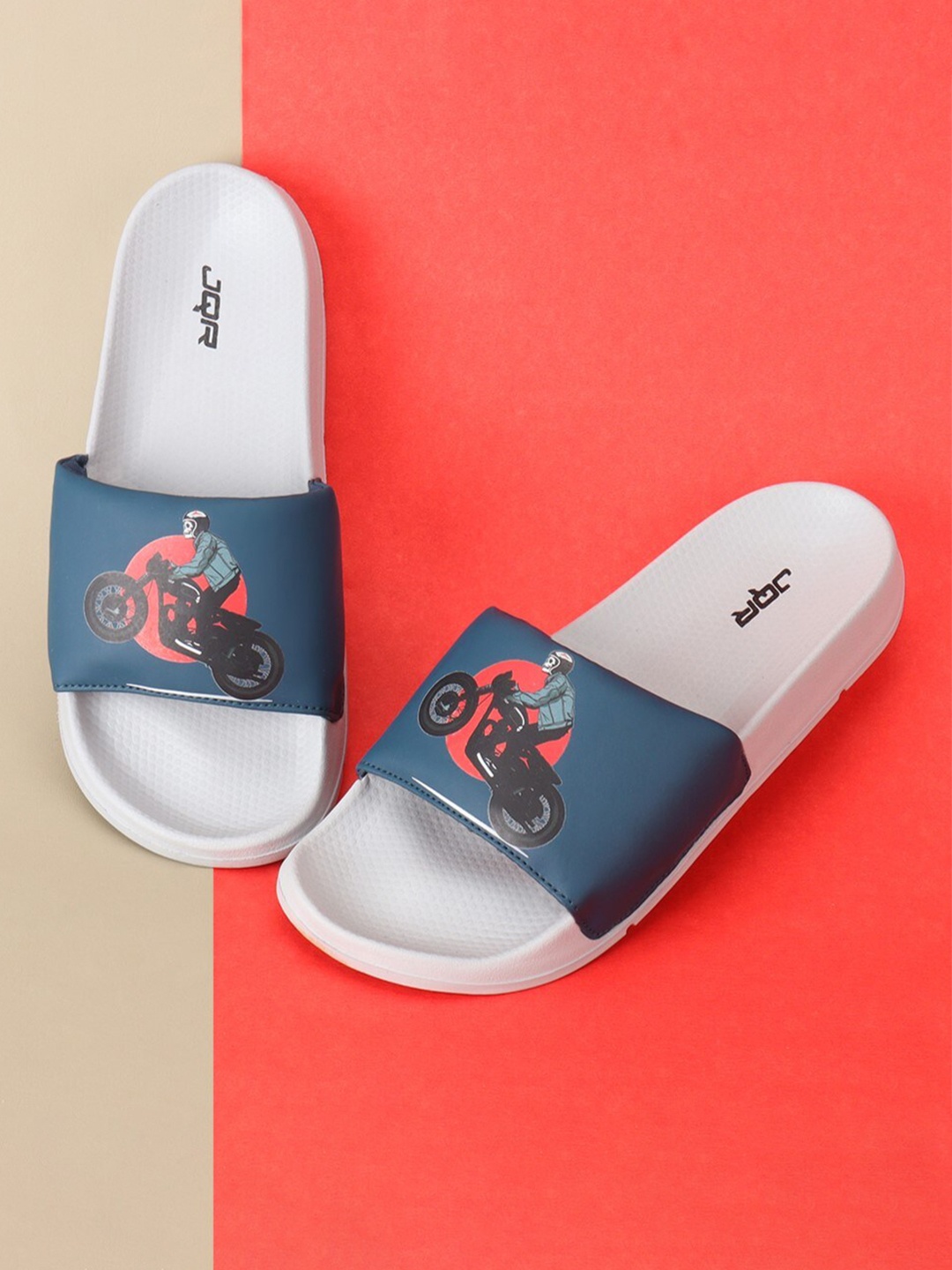JQR Men Printed Sliders, Grey