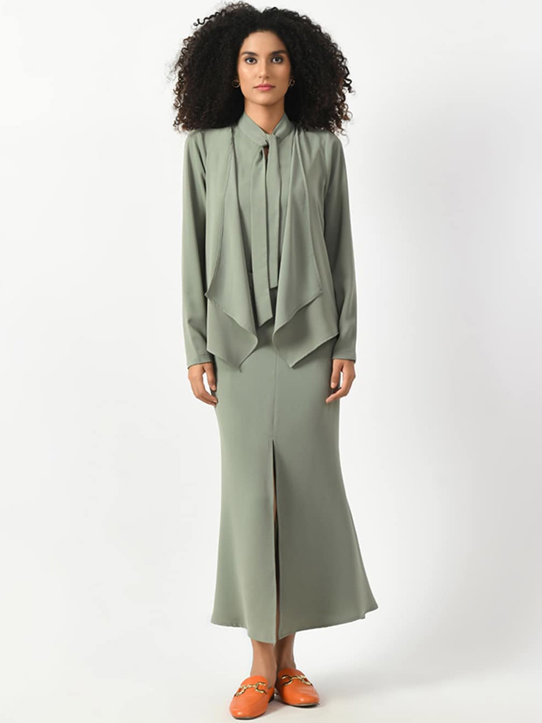 

OFFICE & YOU Women Longline Tailored Jacket, Green