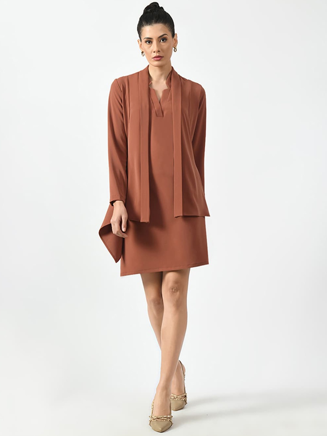 

OFFICE & YOU Women Longline Open Front Jacket, Peach
