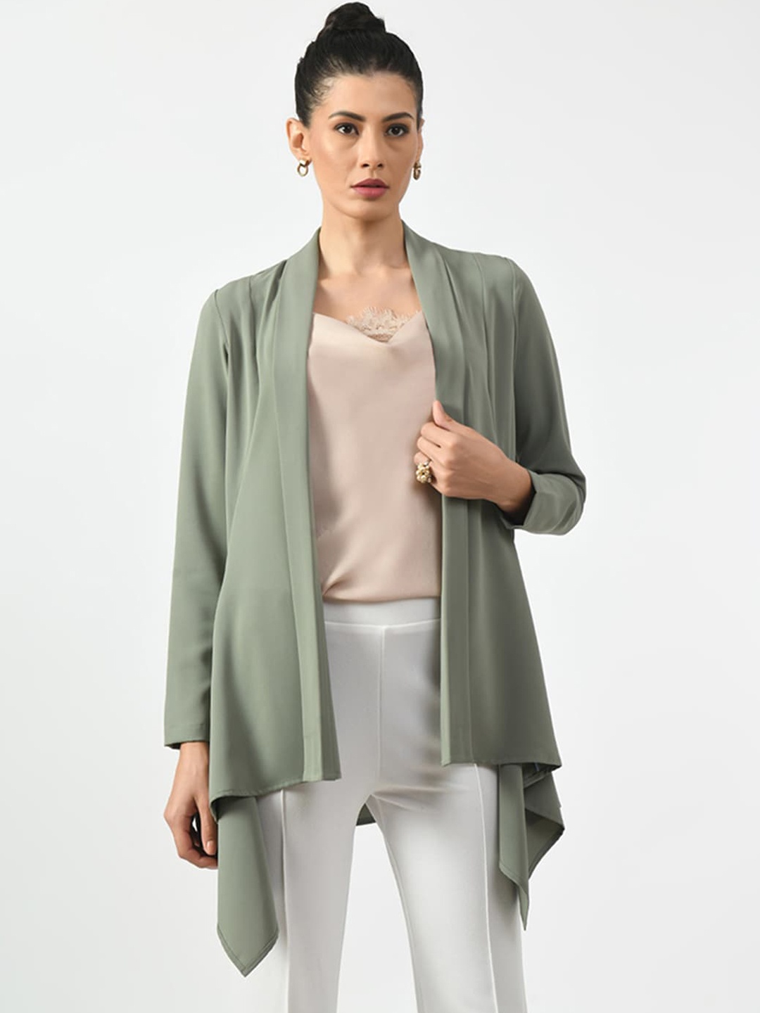 

OFFICE & YOU Women Longline Tailored Jacket, Green