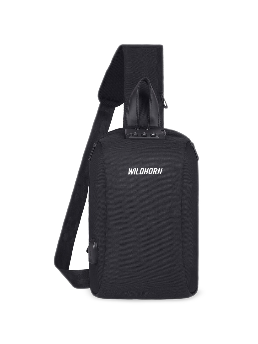 

WildHorn Men Oversized Structured Crossbody Bag, Black
